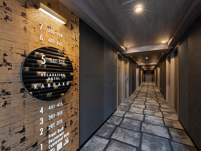 エレベーターホール：いやし処ほてる寛楽秋田川反